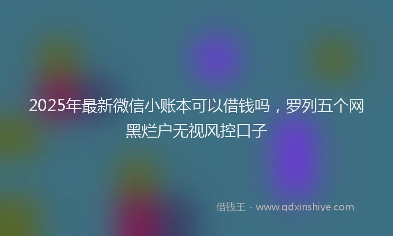 2025年最新微信小账本可以借钱吗，罗列五个网黑烂户无视风控口子
