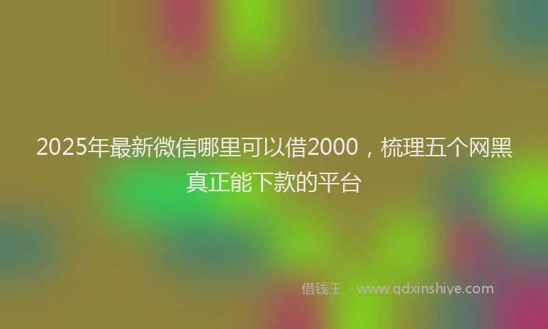 2025年最新微信哪里可以借2000，梳理五个网黑真正能下款的平台