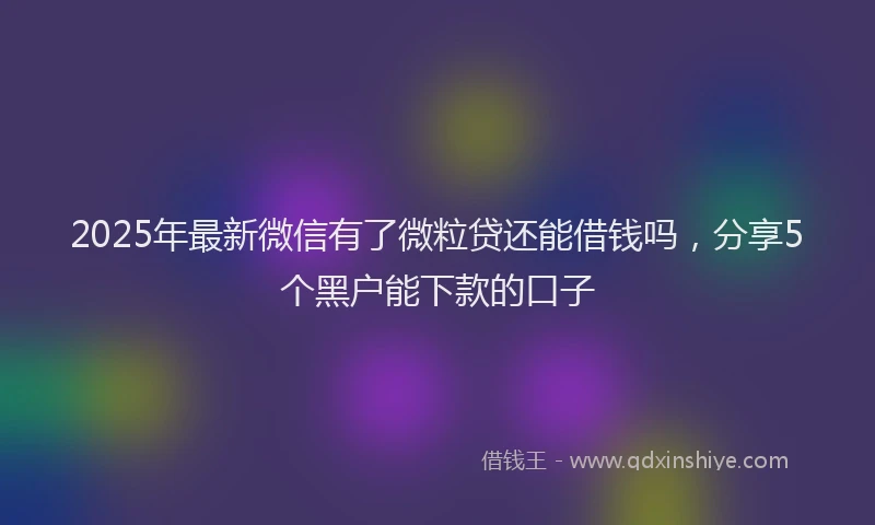 2025年最新微信有了微粒贷还能借钱吗，分享5个黑户能下款的口子