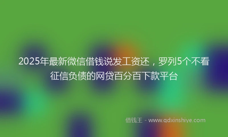 2025年最新微信借钱说发工资还，罗列5个不看征信负债的网贷百分百下款平台