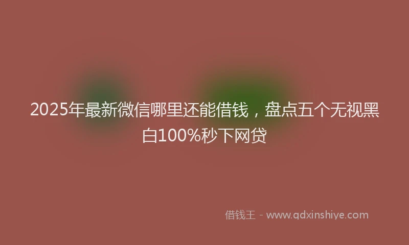 2025年最新微信哪里还能借钱，盘点五个无视黑白100%秒下网贷