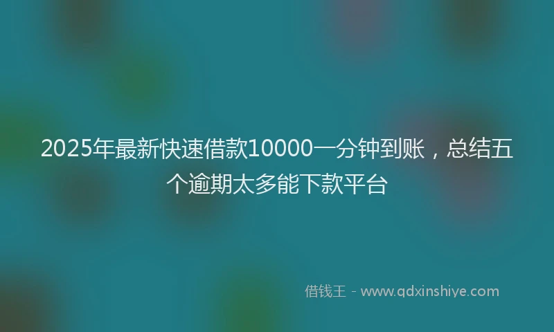 2025年最新快速借款10000一分钟到账，总结五个逾期太多能下款平台