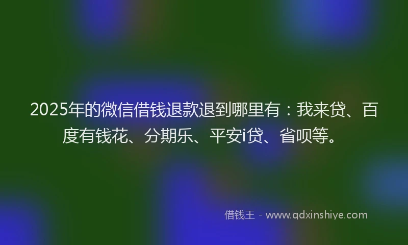 2025年的微信借钱退款退到哪里有：我来贷、百度有钱花、分期乐、平安i贷、省呗等。