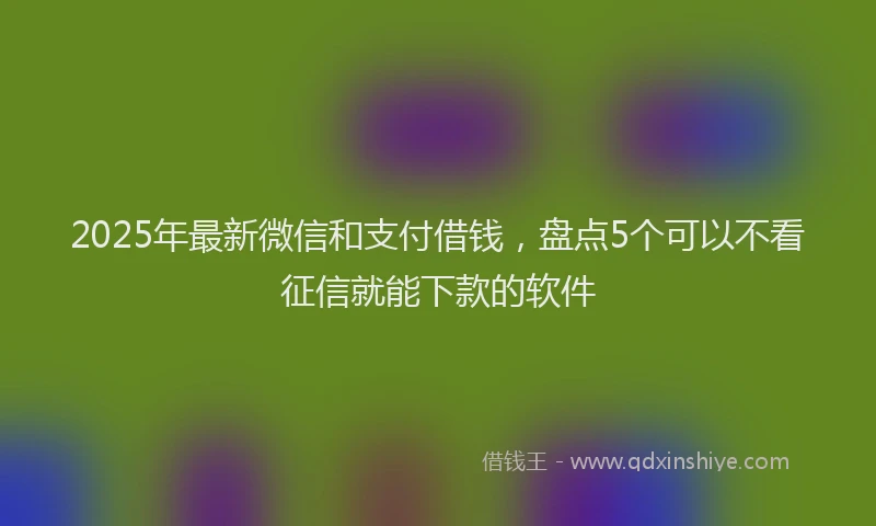 2025年最新微信和支付借钱，盘点5个可以不看征信就能下款的软件