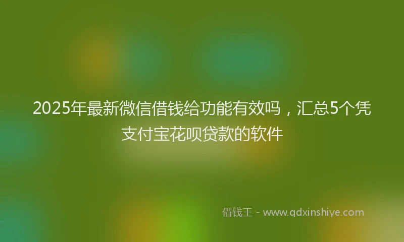2025年最新微信借钱给功能有效吗，汇总5个凭支付宝花呗贷款的软件