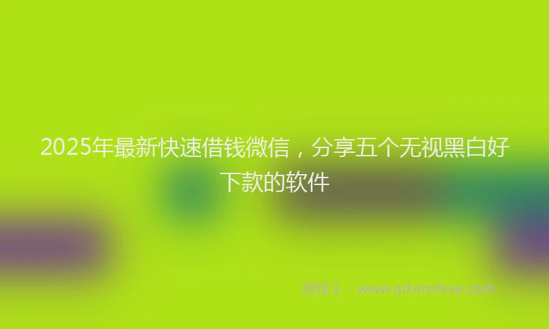2025年最新快速借钱微信，分享五个无视黑白好下款的软件