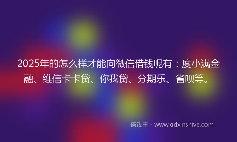 2025年的怎么样才能向微信借钱呢有：度小满金融、维信卡卡贷、你我贷、分期乐、省呗等。