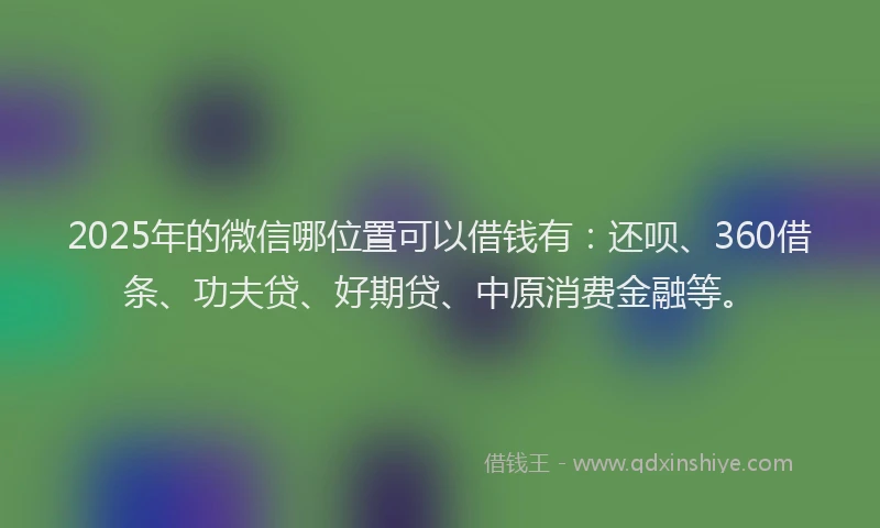 2025年的微信哪位置可以借钱有：还呗、360借条、功夫贷、好期贷、中原消费金融等。