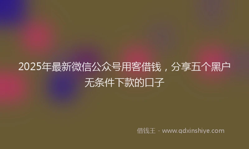 2025年最新微信公众号用客借钱，分享五个黑户无条件下款的口子