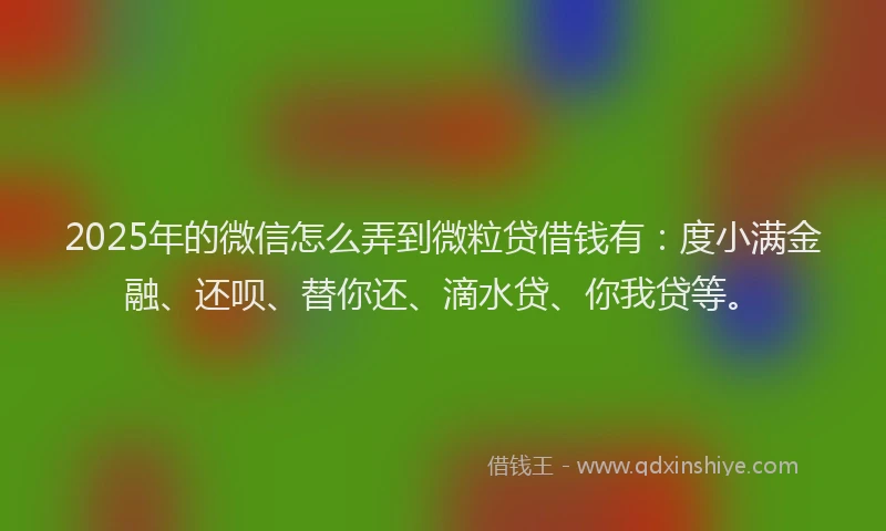 2025年的微信怎么弄到微粒贷借钱有：度小满金融、还呗、替你还、滴水贷、你我贷等。