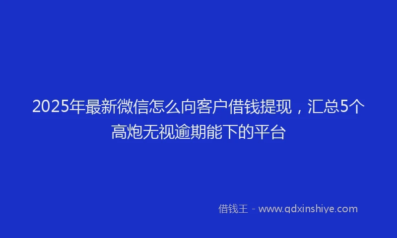 2025年最新微信怎么向客户借钱提现，汇总5个高炮无视逾期能下的平台