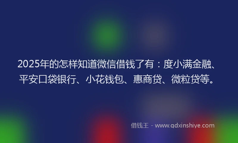 2025年的怎样知道微信借钱了有：度小满金融、平安口袋银行、小花钱包、惠商贷、微粒贷等。