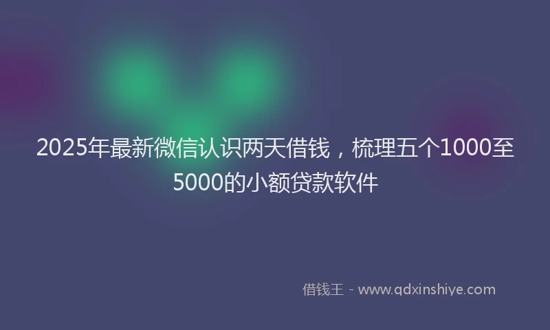 2025年最新微信认识两天借钱，梳理五个1000至5000的小额贷款软件