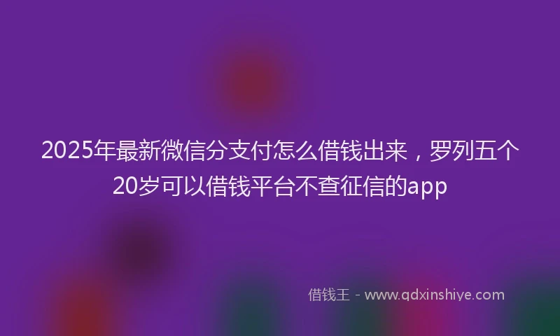 2025年最新微信分支付怎么借钱出来，罗列五个20岁可以借钱平台不查征信的app