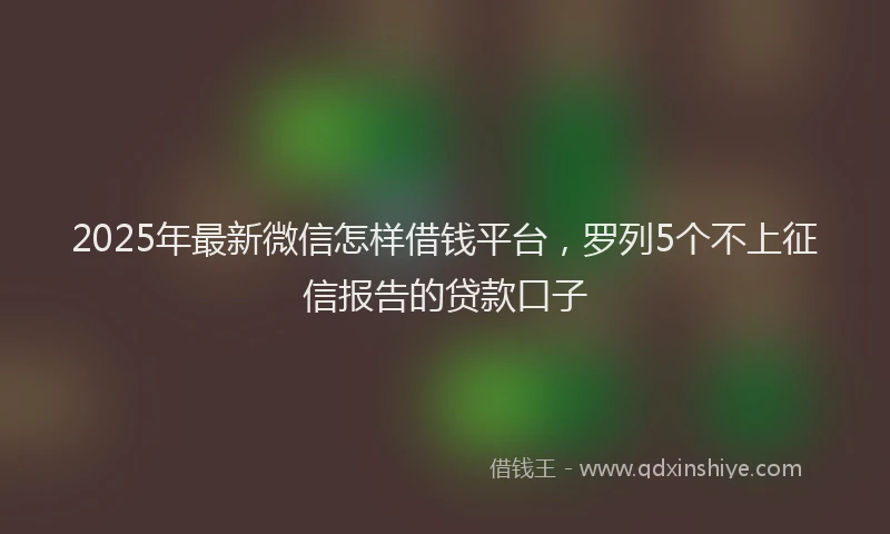 2025年最新微信怎样借钱平台，罗列5个不上征信报告的贷款口子