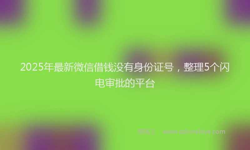2025年最新微信借钱没有身份证号，整理5个闪电审批的平台
