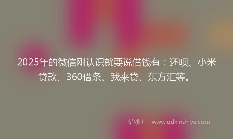 2025年的微信刚认识就要说借钱有：还呗、小米贷款、360借条、我来贷、东方汇等。