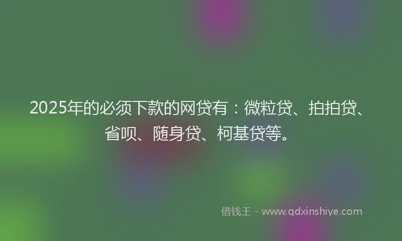 2025年的必须下款的网贷有：微粒贷、拍拍贷、省呗、随身贷、柯基贷等。