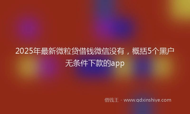 2025年最新微粒贷借钱微信没有，概括5个黑户无条件下款的app
