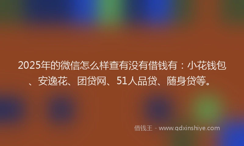 2025年的微信怎么样查有没有借钱有：小花钱包、安逸花、团贷网、51人品贷、随身贷等。