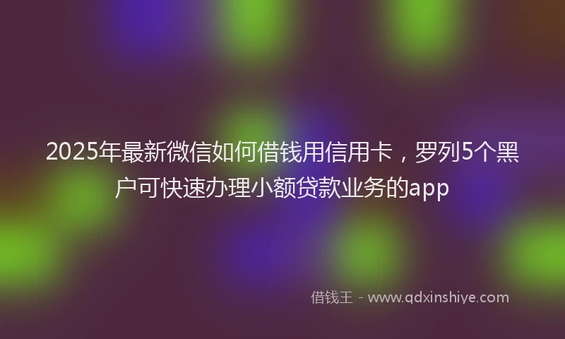 2025年最新微信如何借钱用信用卡，罗列5个黑户可快速办理小额贷款业务的app