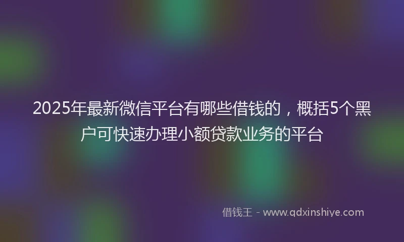 2025年最新微信平台有哪些借钱的，概括5个黑户可快速办理小额贷款业务的平台