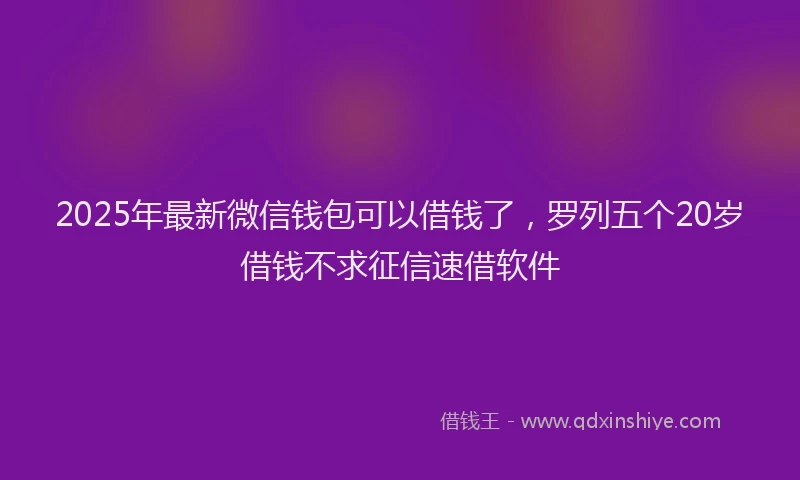 2025年最新微信钱包可以借钱了，罗列五个20岁借钱不求征信速借软件