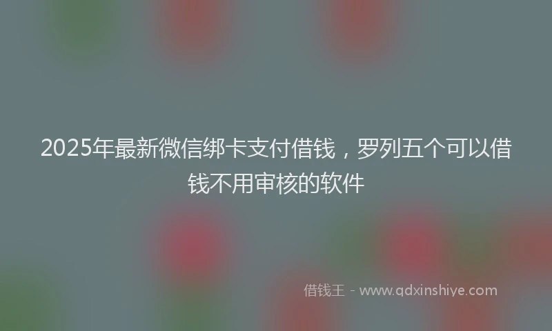 2025年最新微信绑卡支付借钱，罗列五个可以借钱不用审核的软件