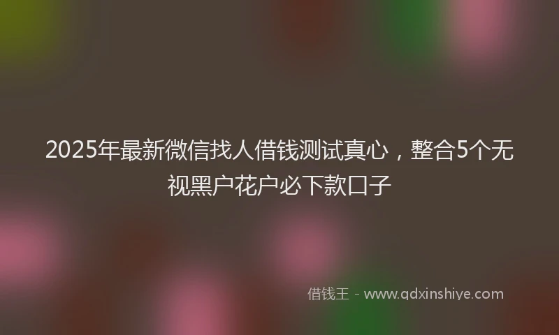 2025年最新微信找人借钱测试真心，整合5个无视黑户花户必下款口子