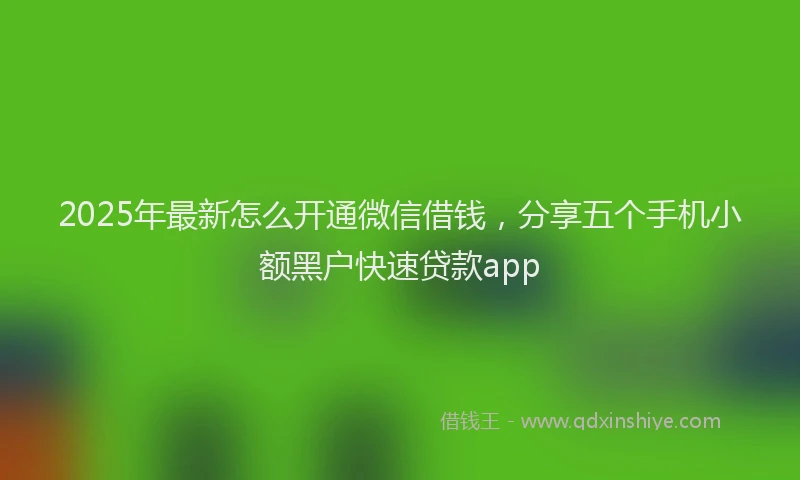 2025年最新怎么开通微信借钱，分享五个手机小额黑户快速贷款app