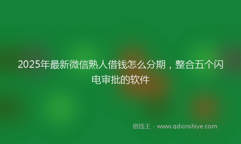 2025年最新微信熟人借钱怎么分期，整合五个闪电审批的软件