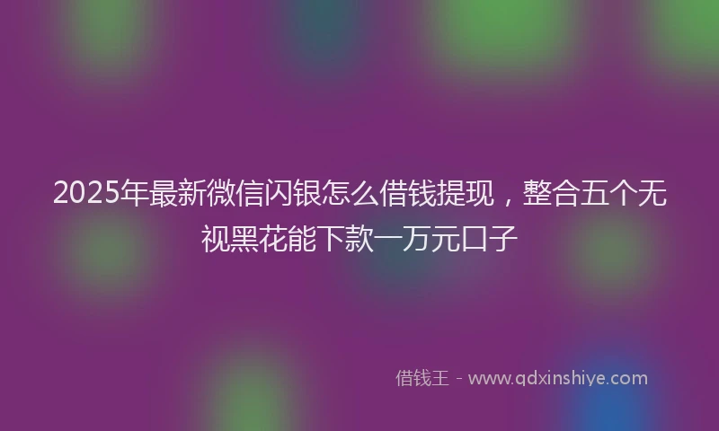2025年最新微信闪银怎么借钱提现，整合五个无视黑花能下款一万元口子