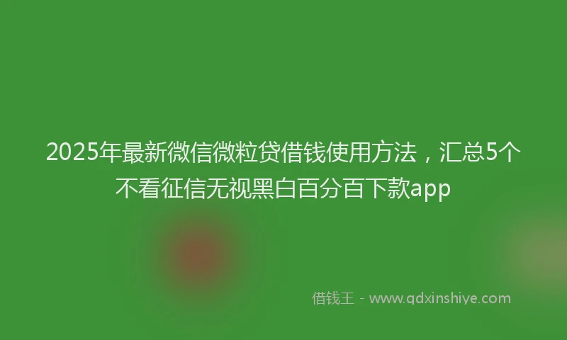 2025年最新微信微粒贷借钱使用方法，汇总5个不看征信无视黑白百分百下款app