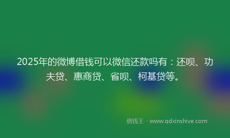 2025年的微博借钱可以微信还款吗有：还呗、功夫贷、惠商贷、省呗、柯基贷等。