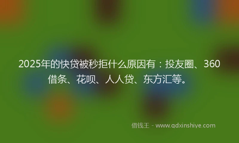 2025年的快贷被秒拒什么原因有：投友圈、360借条、花呗、人人贷、东方汇等。