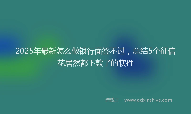 2025年最新怎么做银行面签不过，总结5个征信花居然都下款了的软件