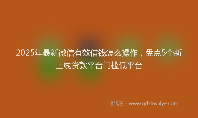 2025年最新微信有效借钱怎么操作，盘点5个新上线贷款平台门槛低平台