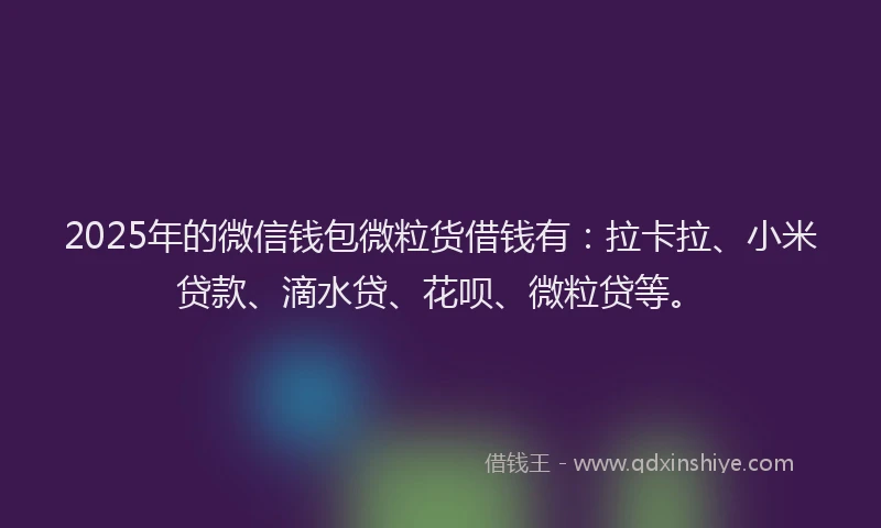 2025年的微信钱包微粒货借钱有：拉卡拉、小米贷款、滴水贷、花呗、微粒贷等。