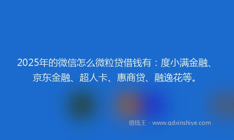 2025年的微信怎么微粒贷借钱有：度小满金融、京东金融、超人卡、惠商贷、融逸花等。