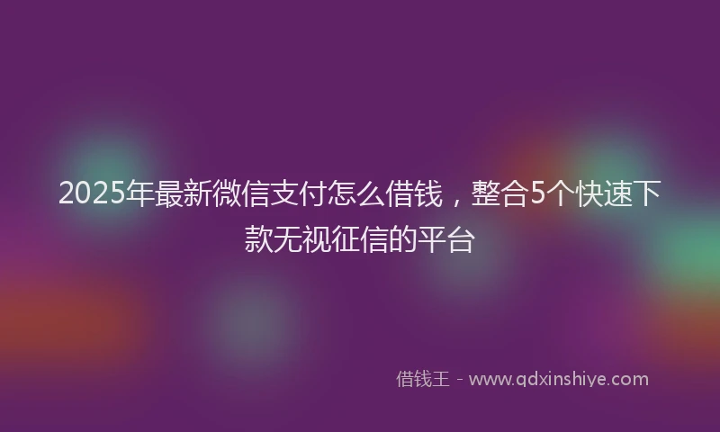 2025年最新微信支付怎么借钱，整合5个快速下款无视征信的平台