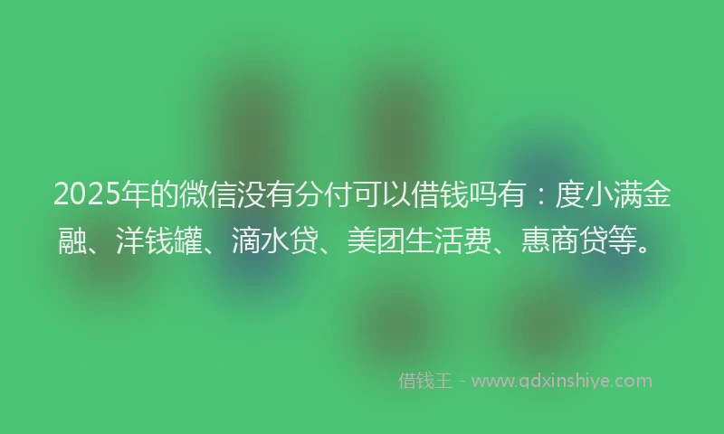 2025年的微信没有分付可以借钱吗有：度小满金融、洋钱罐、滴水贷、美团生活费、惠商贷等。