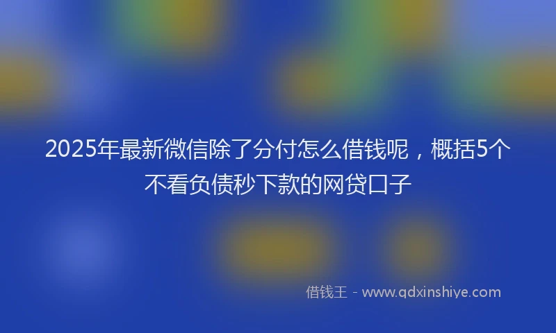 2025年最新微信除了分付怎么借钱呢，概括5个不看负债秒下款的网贷口子