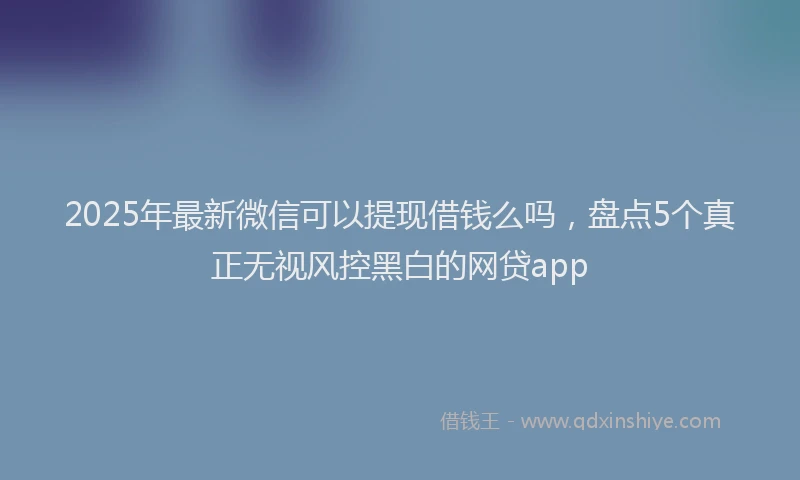 2025年最新微信可以提现借钱么吗，盘点5个真正无视风控黑白的网贷app