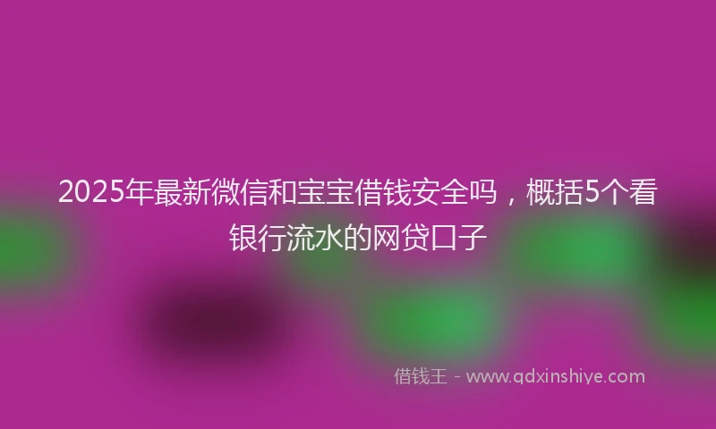 2025年最新微信和宝宝借钱安全吗，概括5个看银行流水的网贷口子