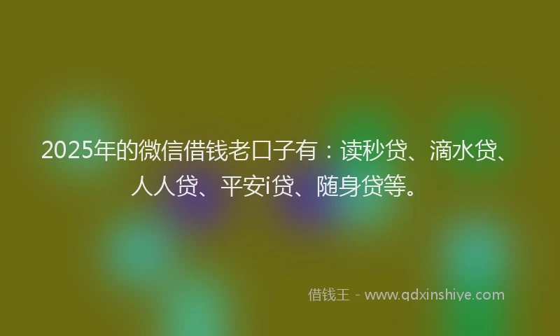 2025年的微信借钱老口子有：读秒贷、滴水贷、人人贷、平安i贷、随身贷等。
