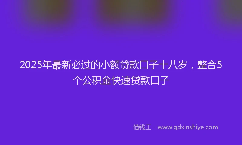 2025年最新必过的小额贷款口子十八岁，整合5个公积金快速贷款口子