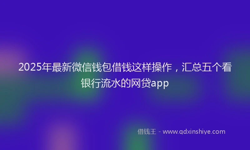 2025年最新微信钱包借钱这样操作，汇总五个看银行流水的网贷app