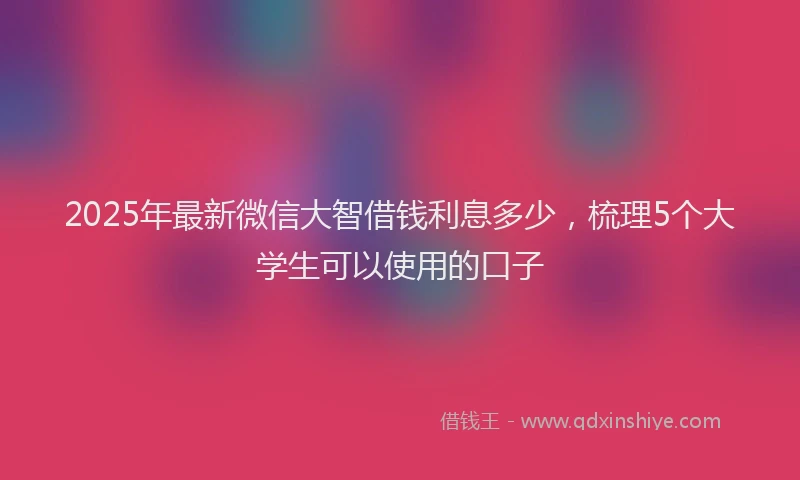 2025年最新微信大智借钱利息多少，梳理5个大学生可以使用的口子