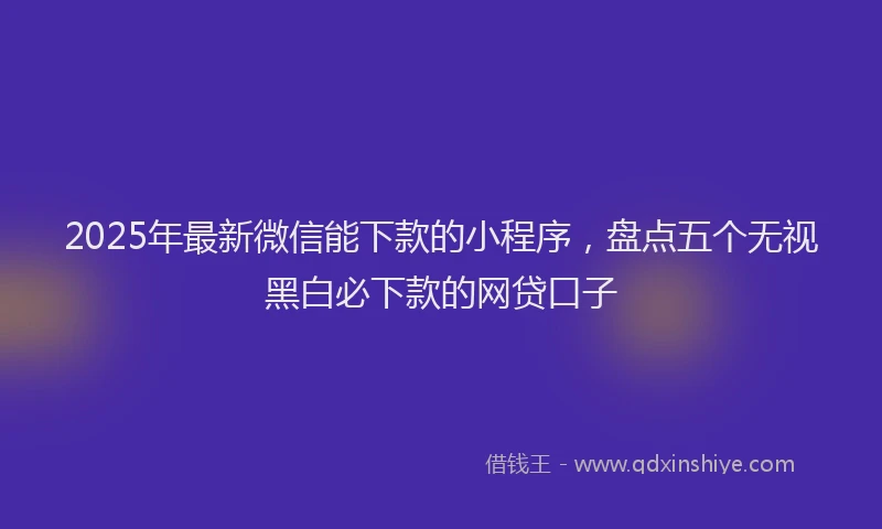2025年最新微信能下款的小程序，盘点五个无视黑白必下款的网贷口子