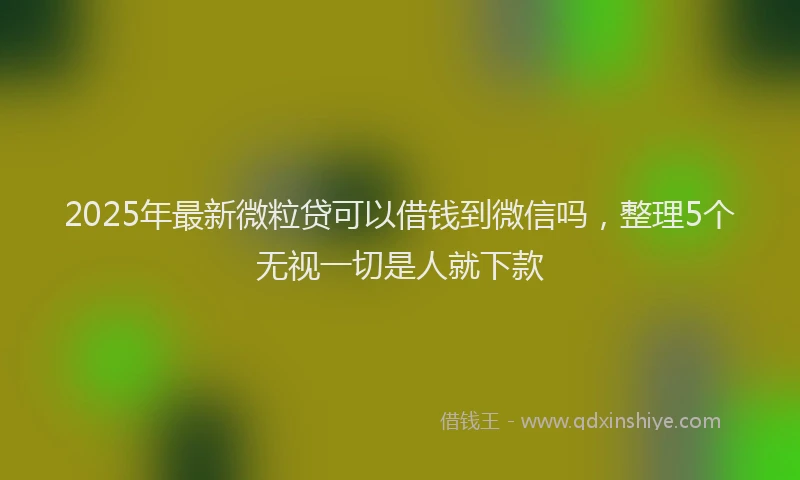 2025年最新微粒贷可以借钱到微信吗，整理5个无视一切是人就下款
